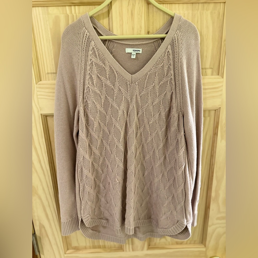 Sonoma Women's V-Neck Cable Knit Sweater Size XL